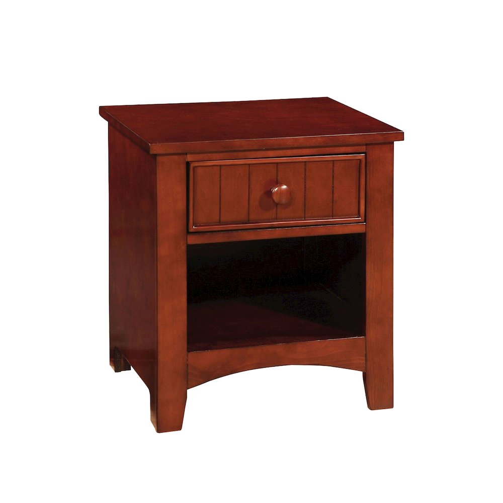 Wooden Nightstand with a Drawer in Cherry Finish. Picture 1