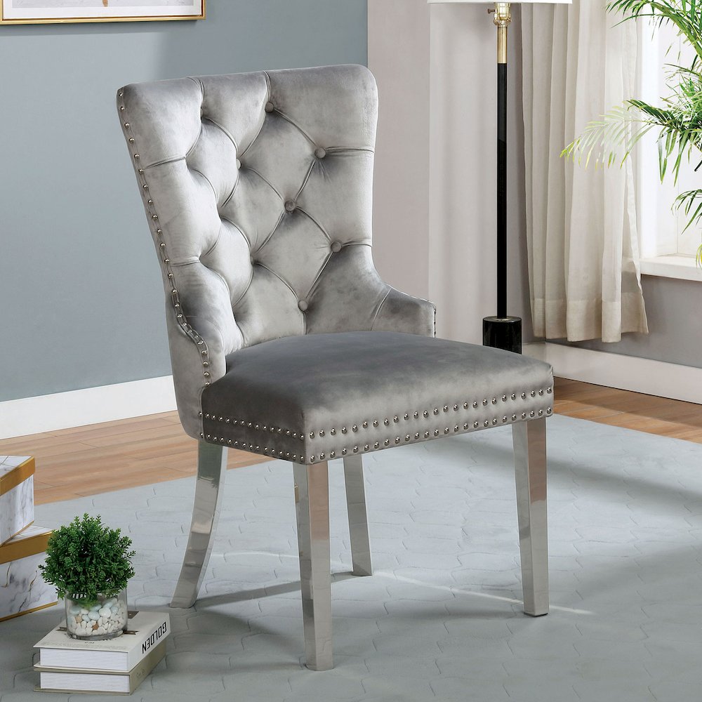 Simple Relax Dining Chair, Grey Set of 2. Picture 2