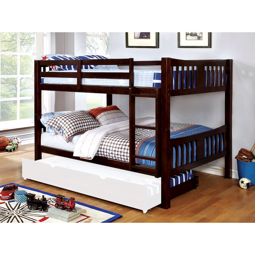 Wooden Full Over Full Bunk Bed in Dark Walnut. Picture 2