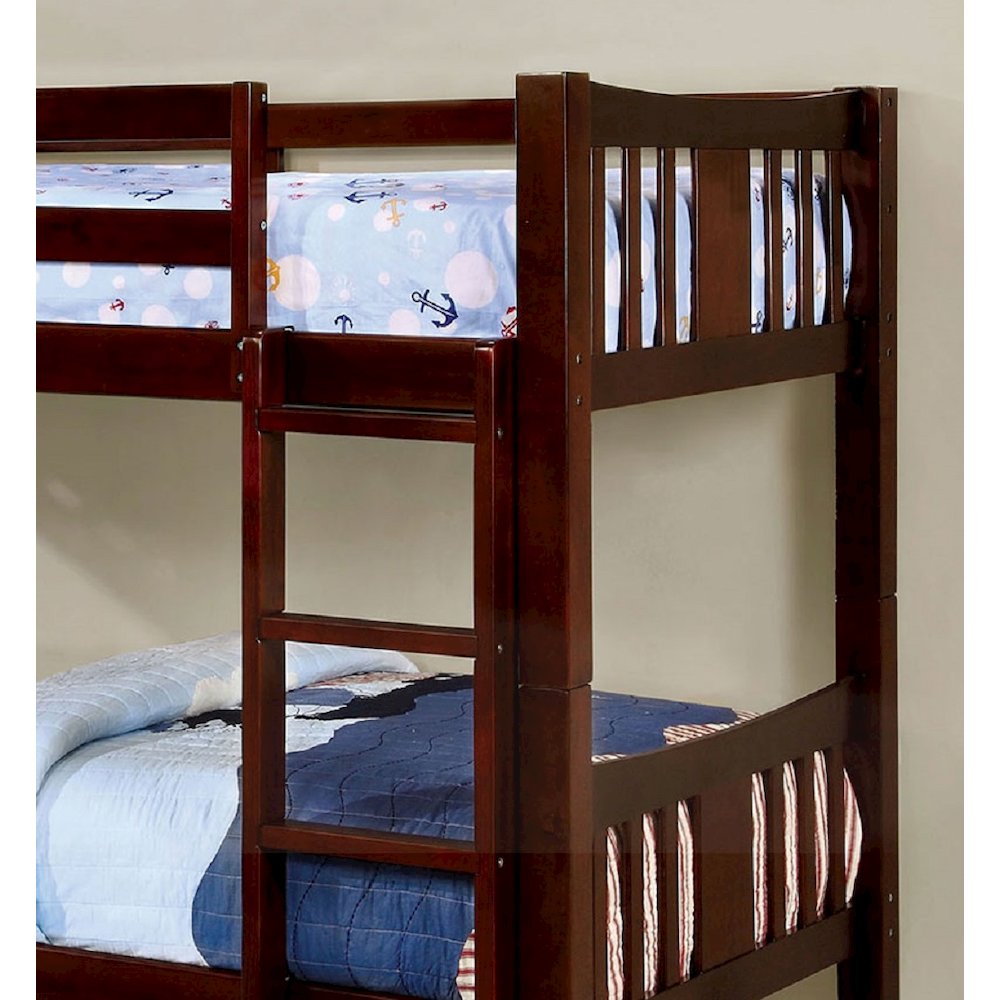 Wooden Full Over Full Bunk Bed in Dark Walnut. Picture 4