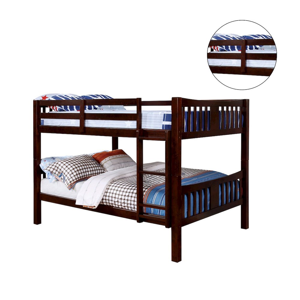 Wooden Full Over Full Bunk Bed in Dark Walnut. Picture 5