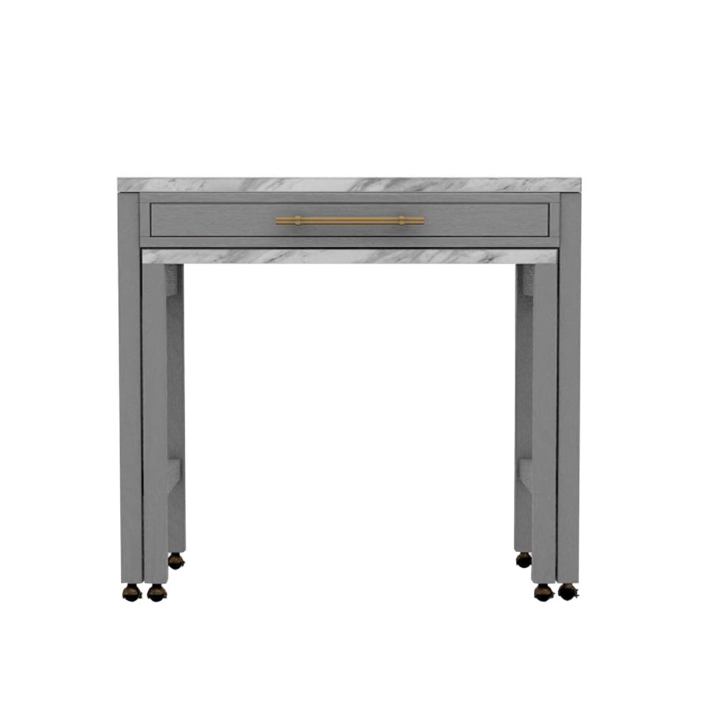 Simple Relax Faux Marble Top Counter Height Table, White, Light Gray. Picture 1