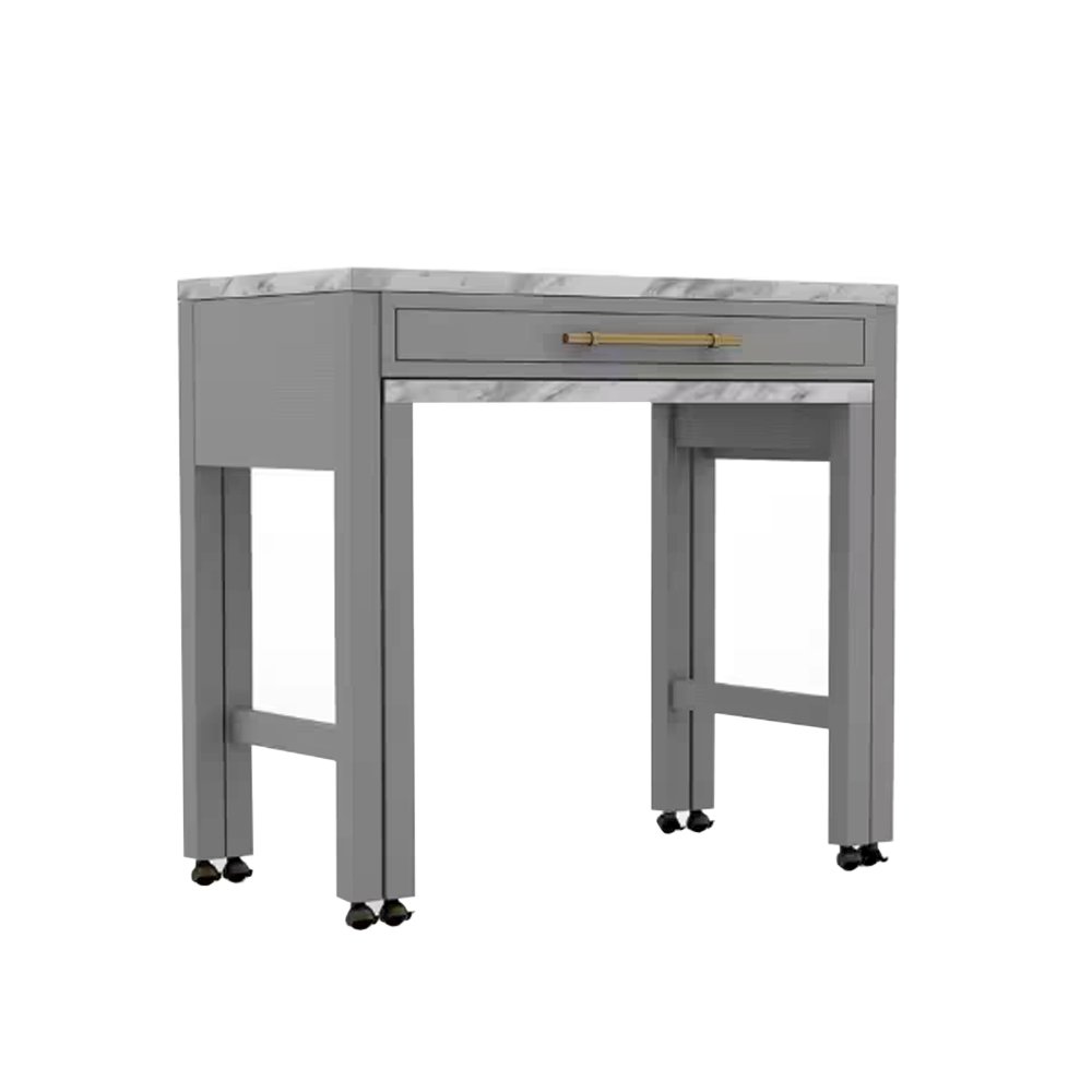 Simple Relax Faux Marble Top Counter Height Table, White, Light Gray. Picture 2