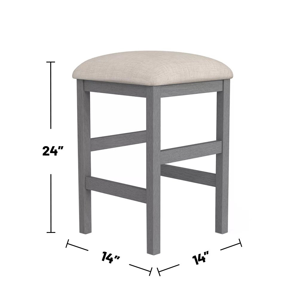 Set of 2 Counter Height Stools in Light Gray and Beige. Picture 3