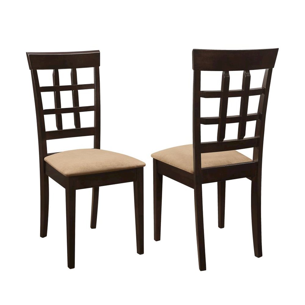 Set of 2 Side Chairs in Cappuccino and Tan. Picture 1