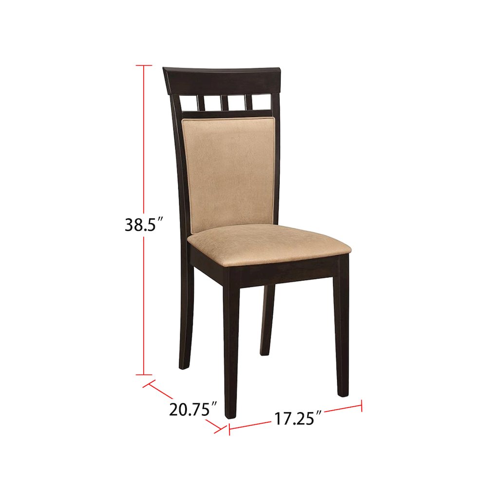 Set of 2 Upholstered Back Side Chairs Cappuccino and Tan. Picture 3
