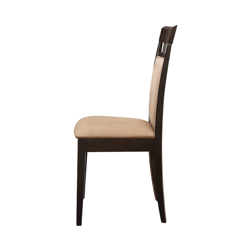 Set of 2 Upholstered Back Side Chairs Cappuccino and Tan. Picture 4