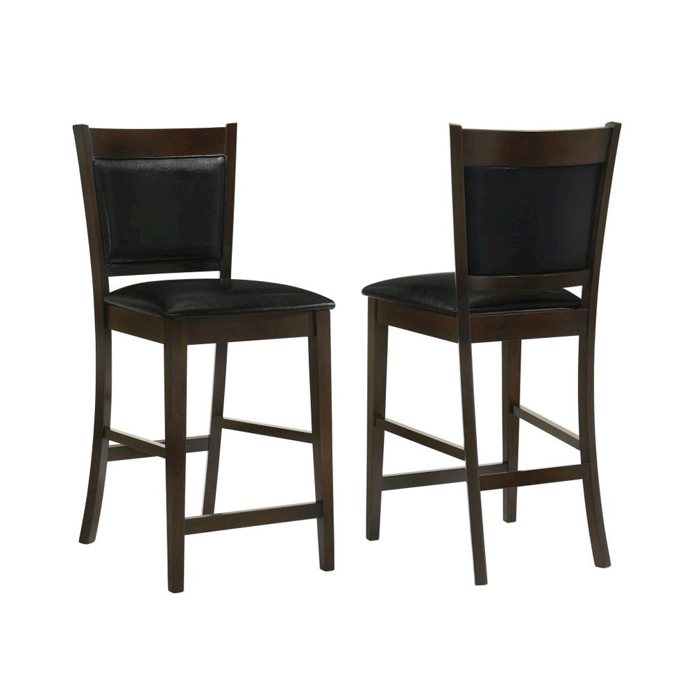 Set of 2 Counter-Height Chair in Black and Espresso. Picture 1