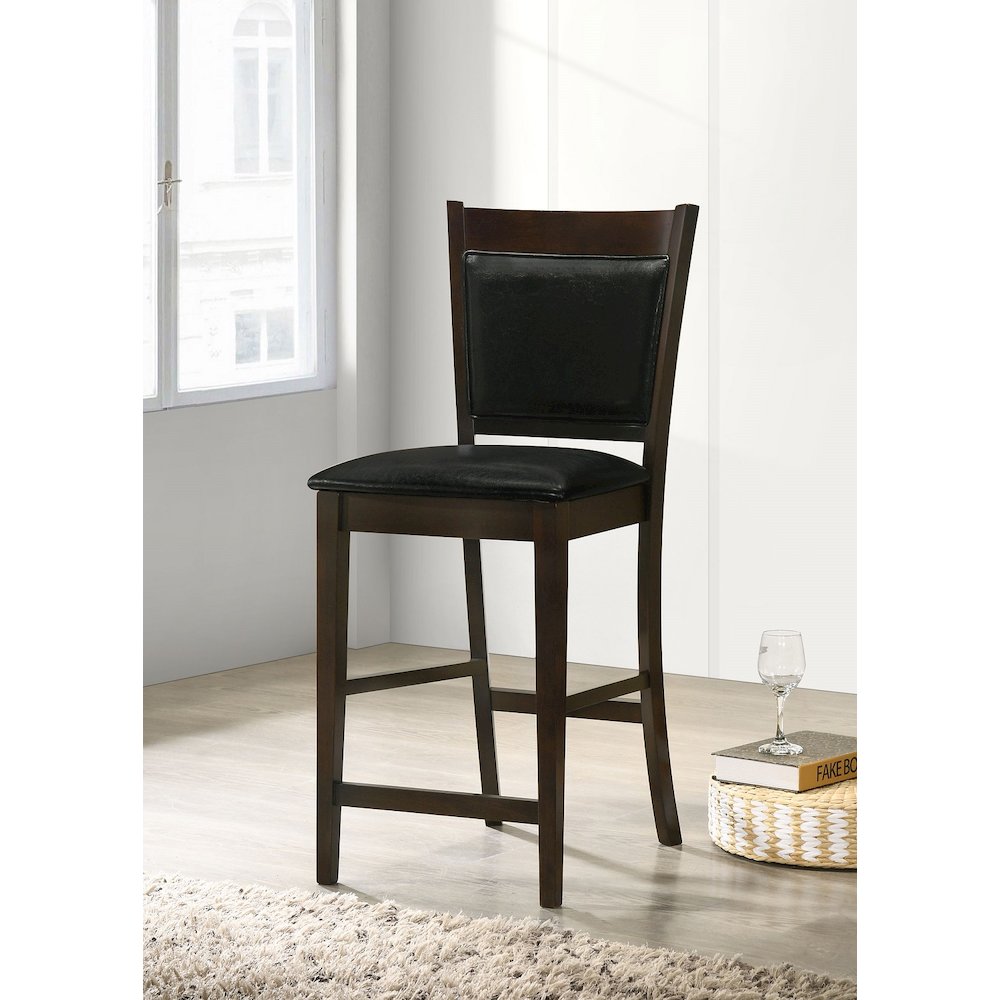 Set of 2 Counter-Height Chair in Black and Espresso. Picture 2