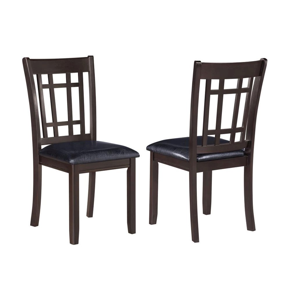 Set of 2 Dining Chairs with Padded Seat in Espresso and Black. Picture 1