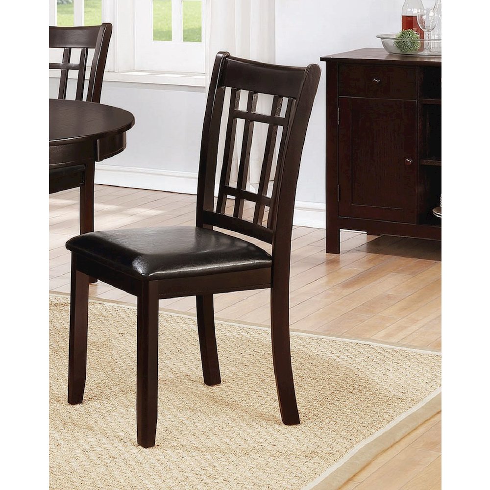 Set of 2 Dining Chairs with Padded Seat in Espresso and Black. Picture 2