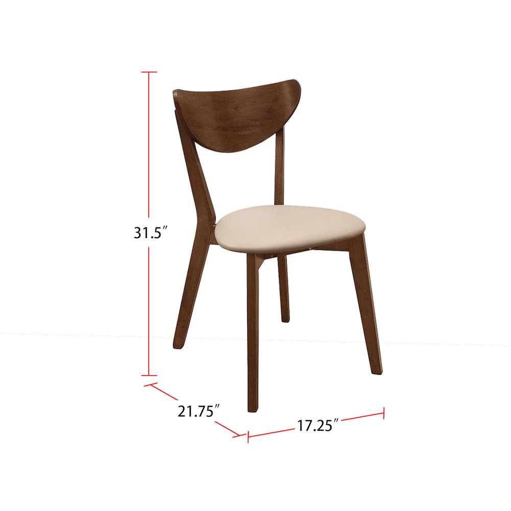Set of 2 Dining Side Chairs in Beige and Chesnut. Picture 3