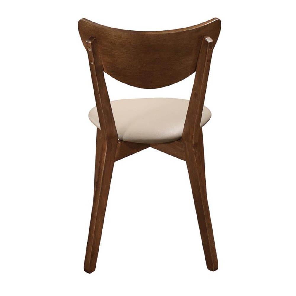 Set of 2 Dining Side Chairs in Beige and Chesnut. Picture 4