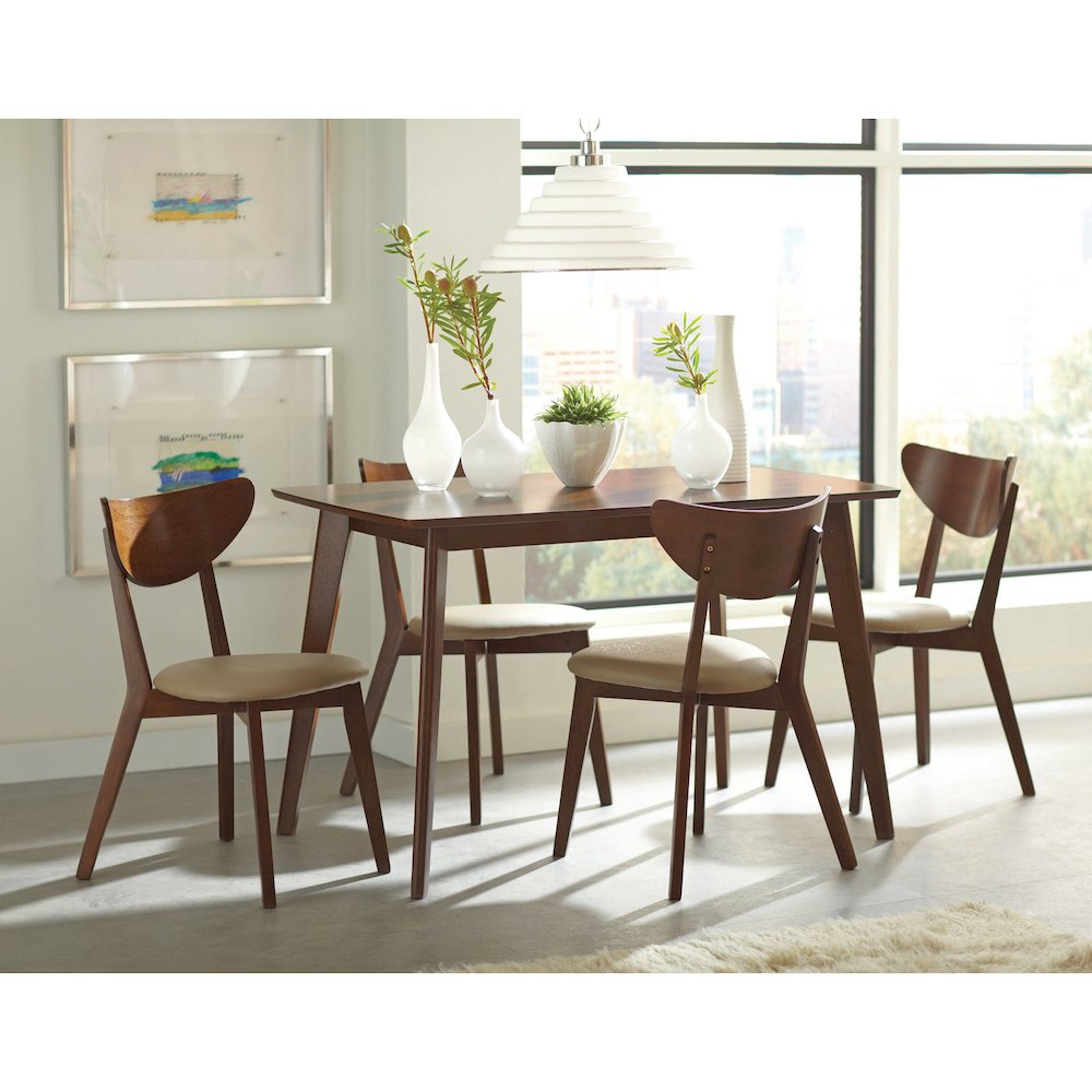 Set of 2 Dining Side Chairs in Beige and Chesnut. Picture 5