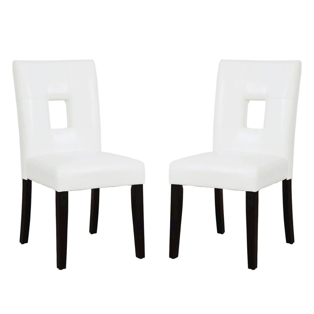 Set of 2 Faux Leather Dining Chairs in White. Picture 1