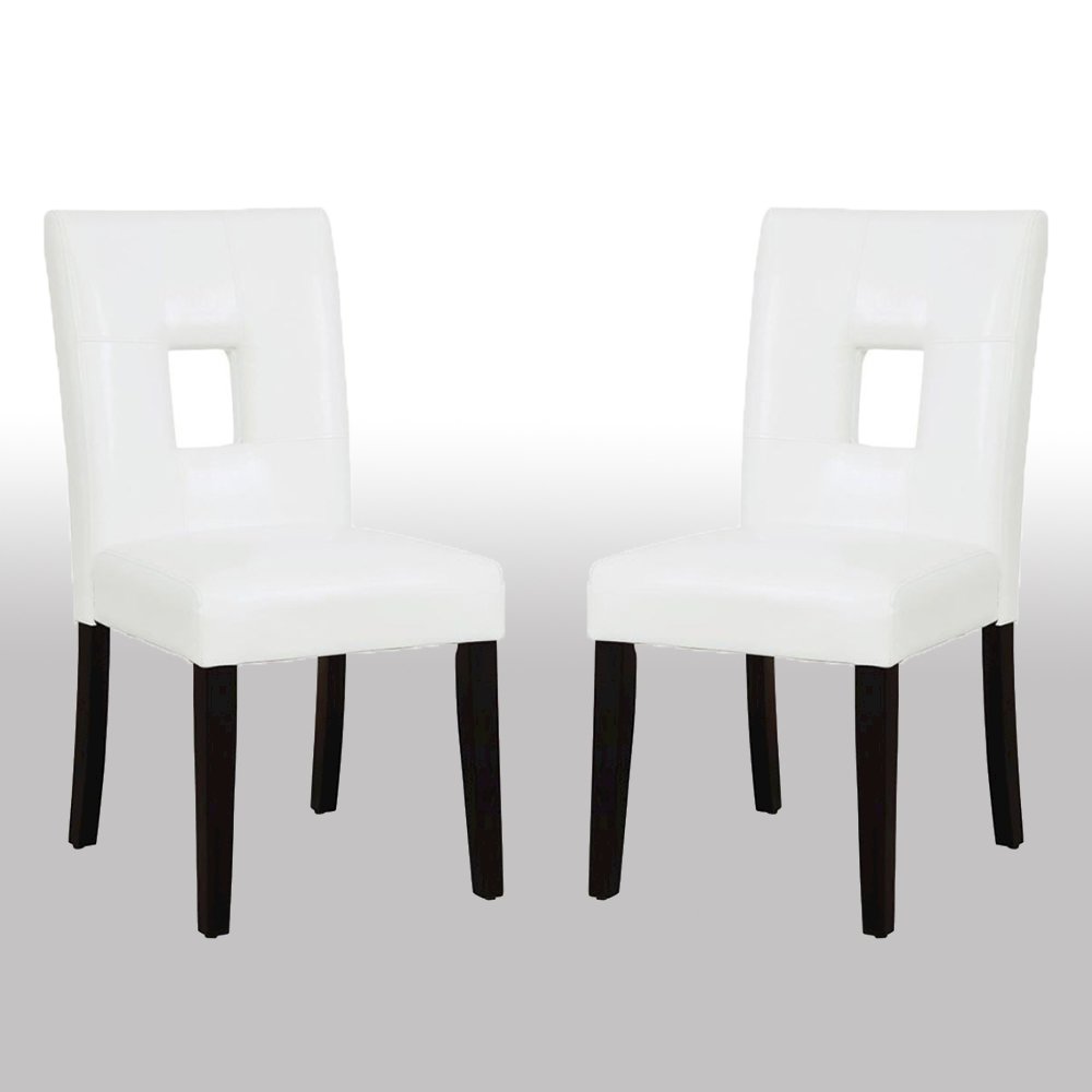 Set of 2 Faux Leather Dining Chairs in White. Picture 2