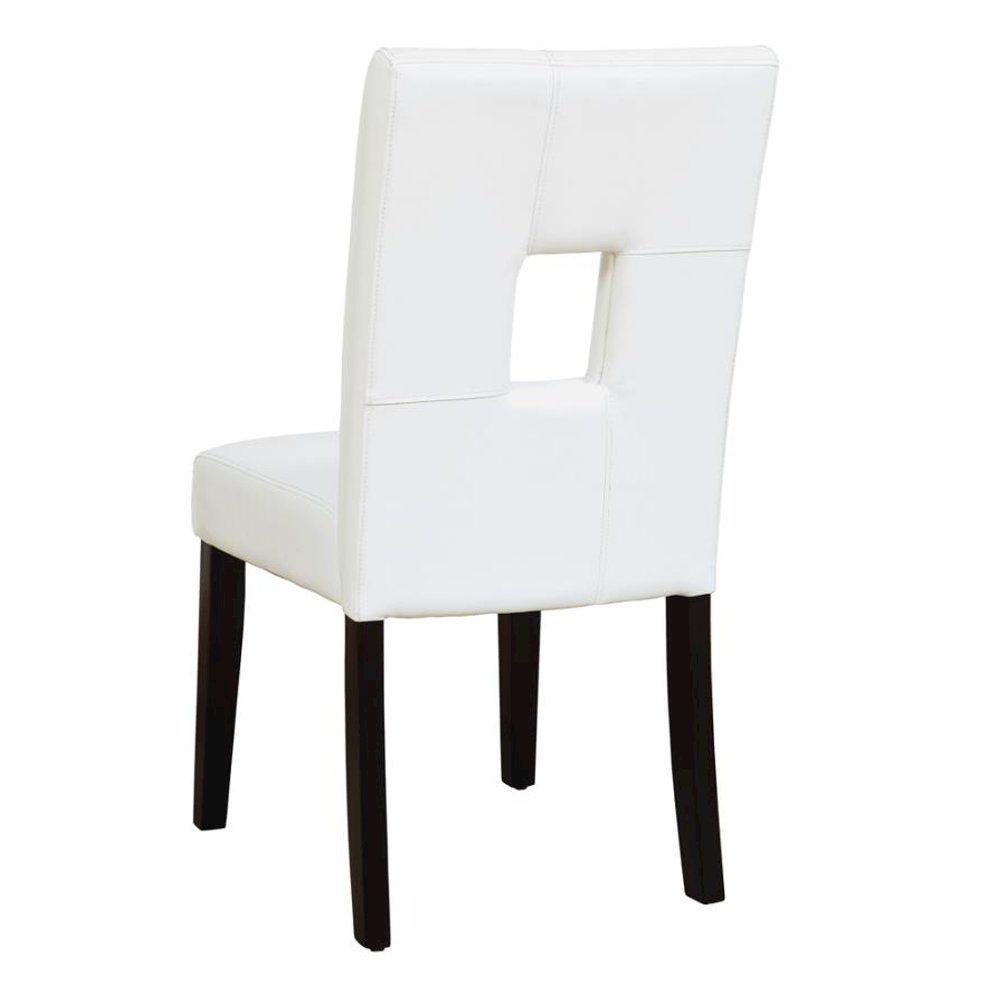 Set of 2 Faux Leather Dining Chairs in White. Picture 4