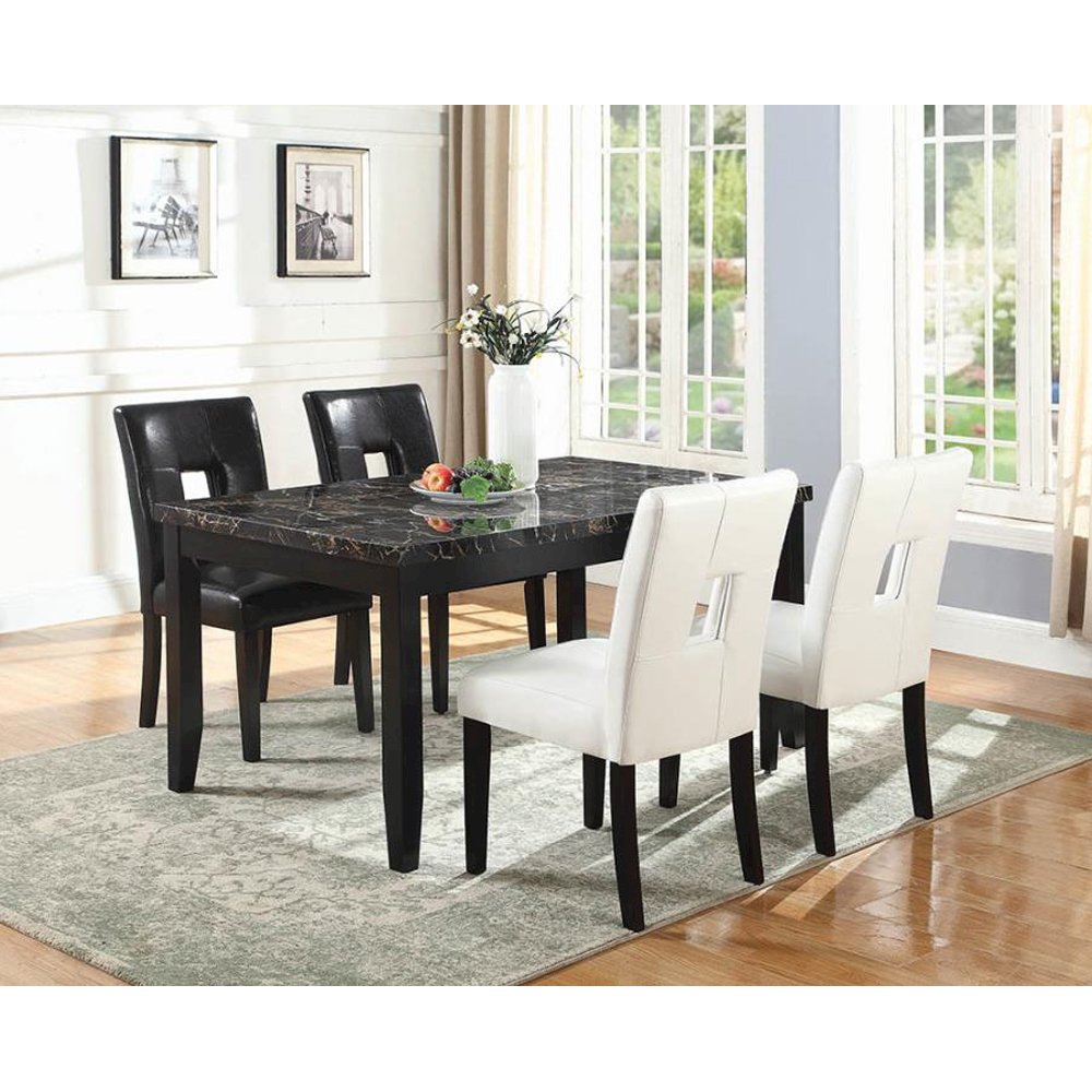 Set of 2 Faux Leather Dining Chairs in White. Picture 5