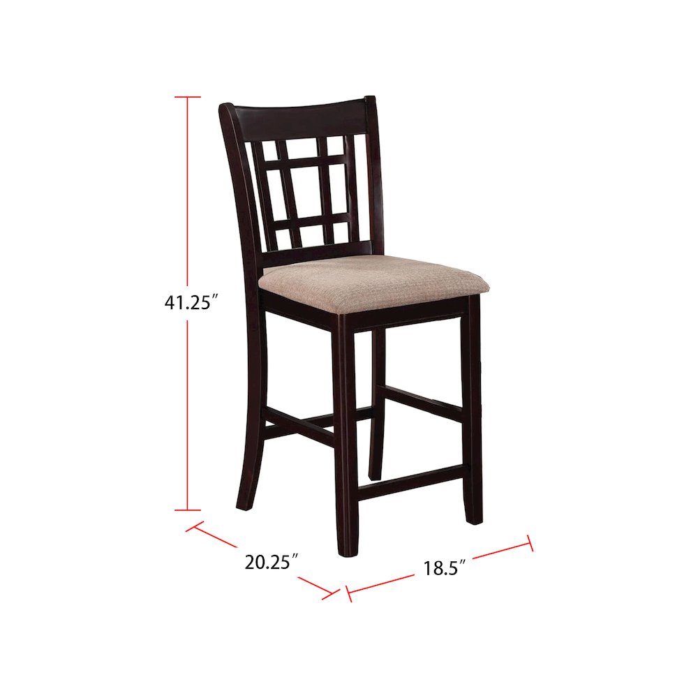 Set of 2 Counter Height Stools in Tan and Espresso. Picture 3