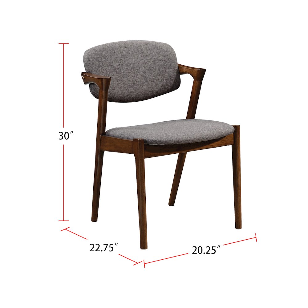 Set of 2 Dining Side Chairs in Grey and Dark Walnut. Picture 3
