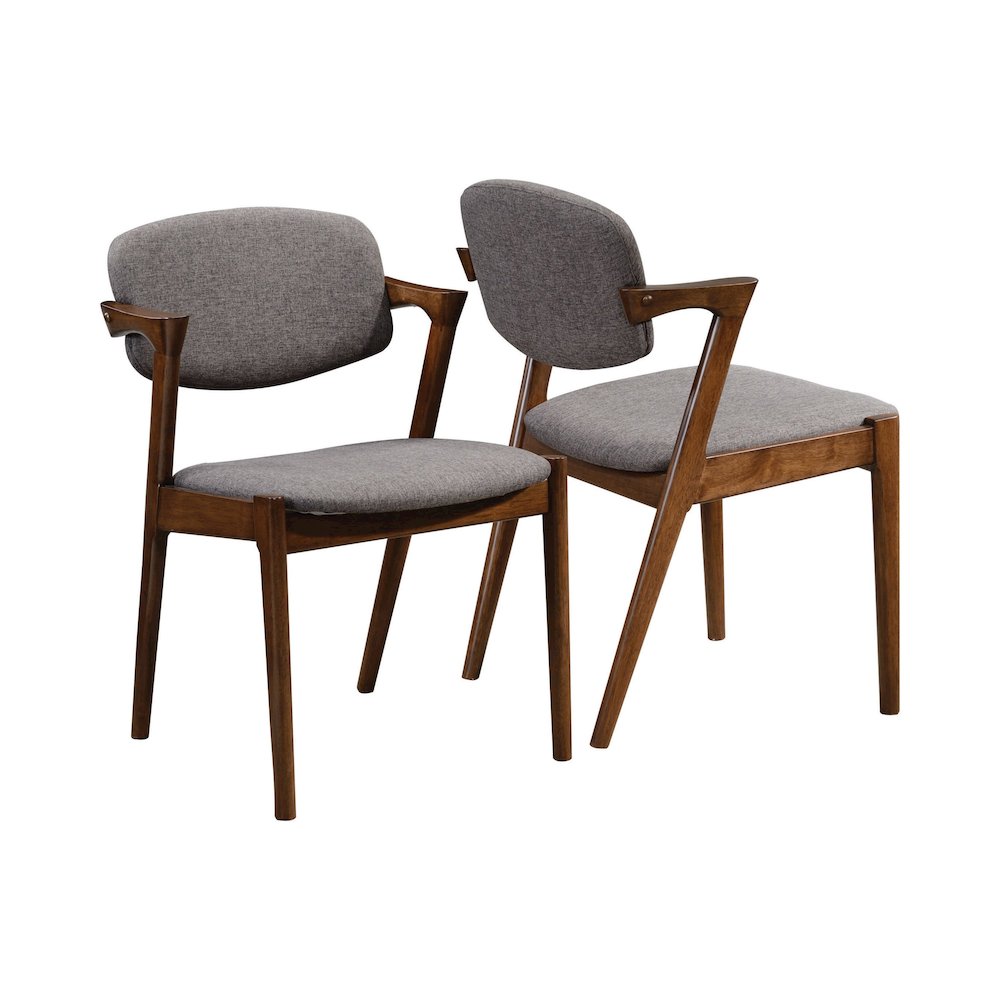 Set of 2 Dining Side Chairs in Grey and Dark Walnut. Picture 4