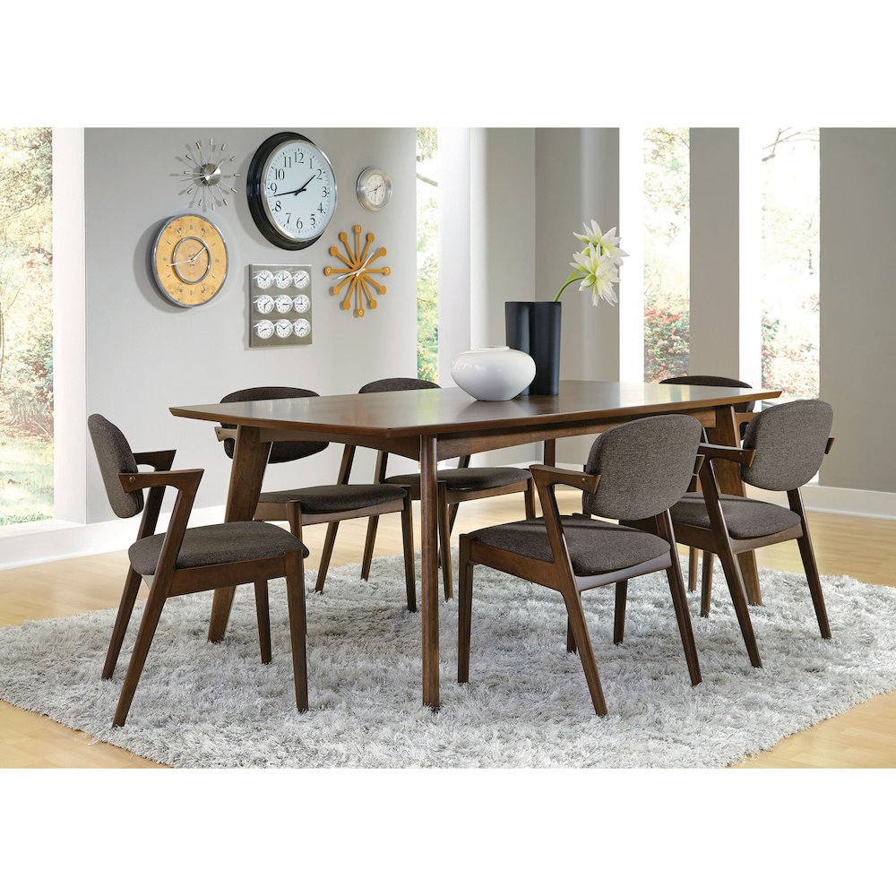 Set of 2 Dining Side Chairs in Grey and Dark Walnut. Picture 5
