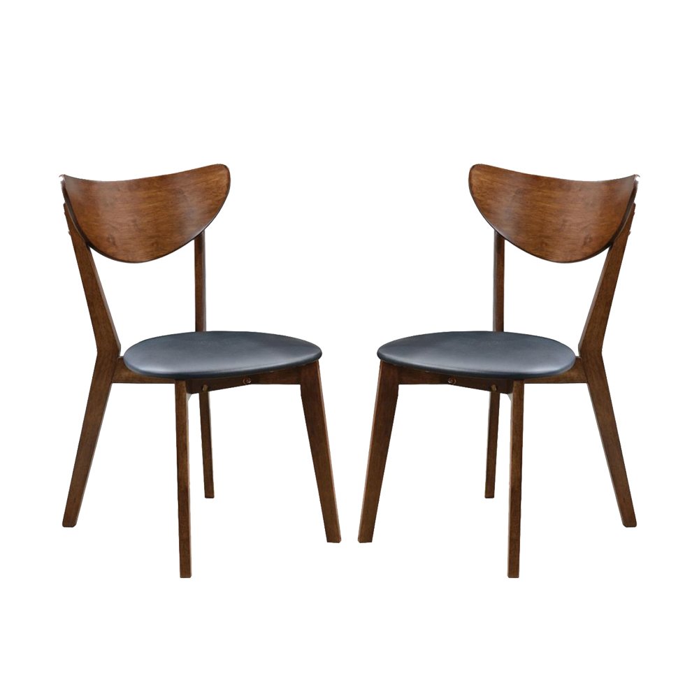 Set of 2 Dining Chairs in Walnut and Black. Picture 1