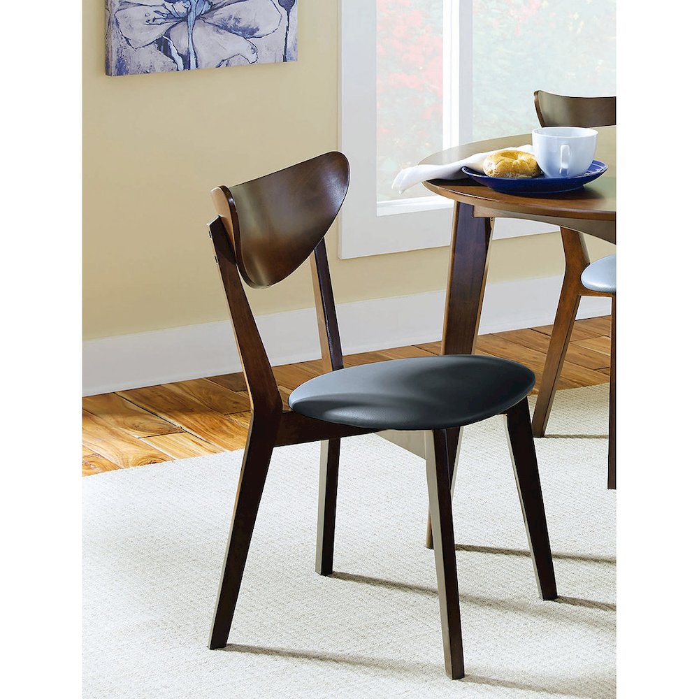 Set of 2 Dining Chairs in Walnut and Black. Picture 2