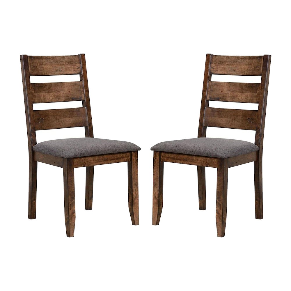 Set of 2 Dining Side Chairs in Knotty Nutmeg and Grey. Picture 1