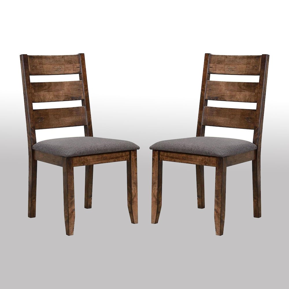 Set of 2 Dining Side Chairs in Knotty Nutmeg and Grey. Picture 2