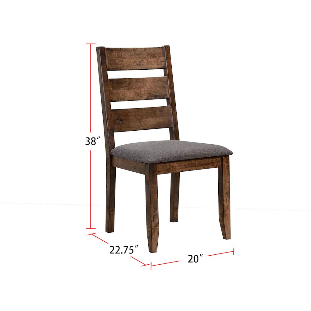 Set of 2 Dining Side Chairs in Knotty Nutmeg and Grey. Picture 3