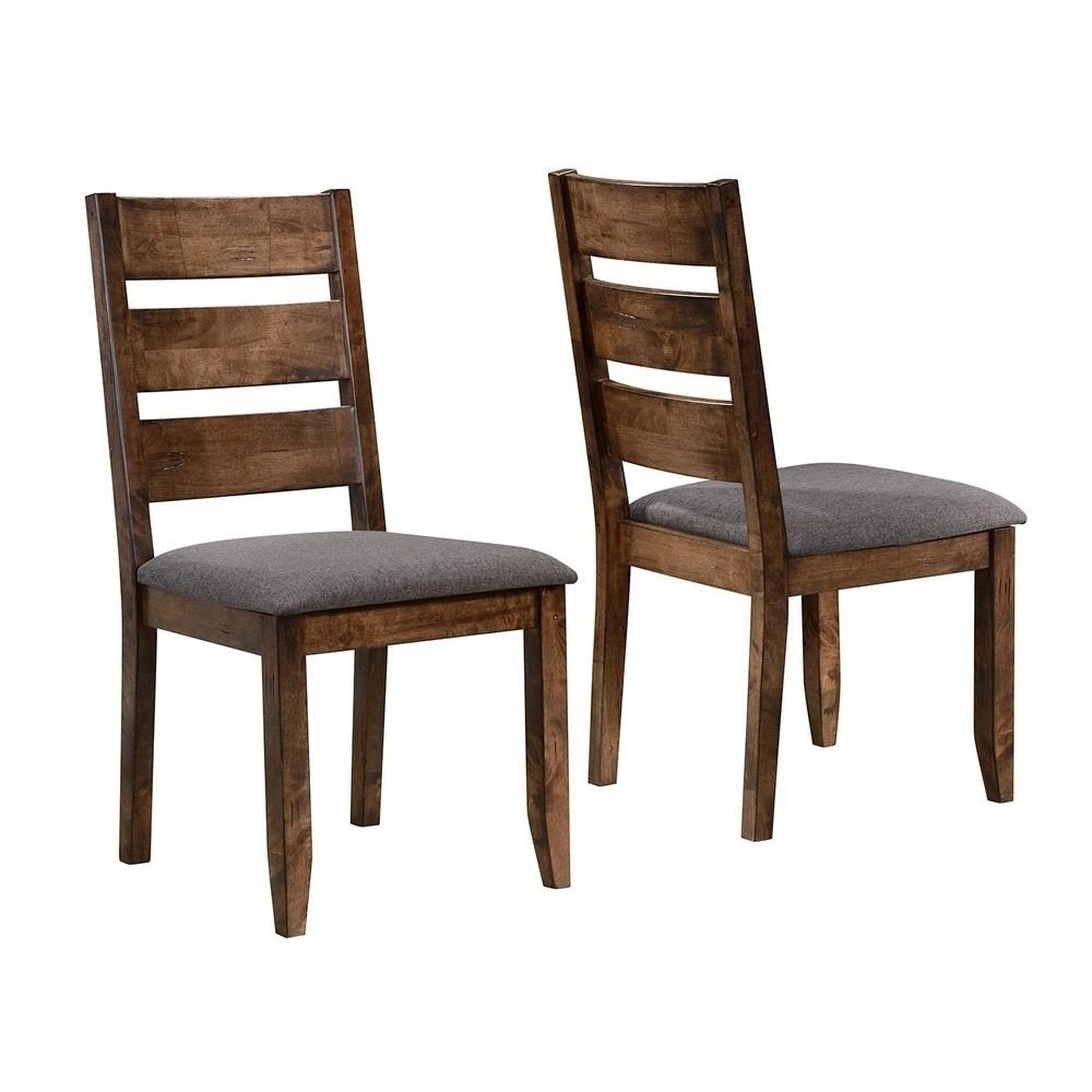 Set of 2 Dining Side Chairs in Knotty Nutmeg and Grey. Picture 4
