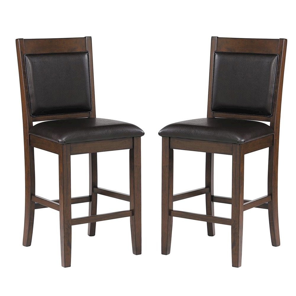 Set of 2 PU Counter Height Chair in Walnut and Brown. Picture 1