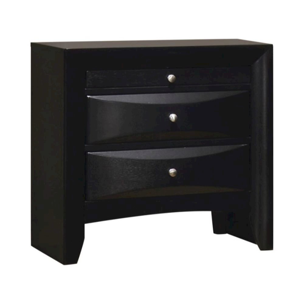 Wood Nightstand with 2 Drawers in Black. Picture 1