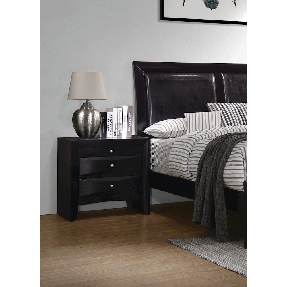 Wood Nightstand with 2 Drawers in Black. Picture 2