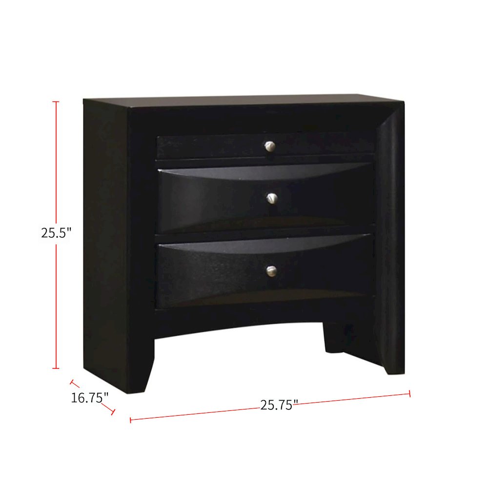 Wood Nightstand with 2 Drawers in Black. Picture 3