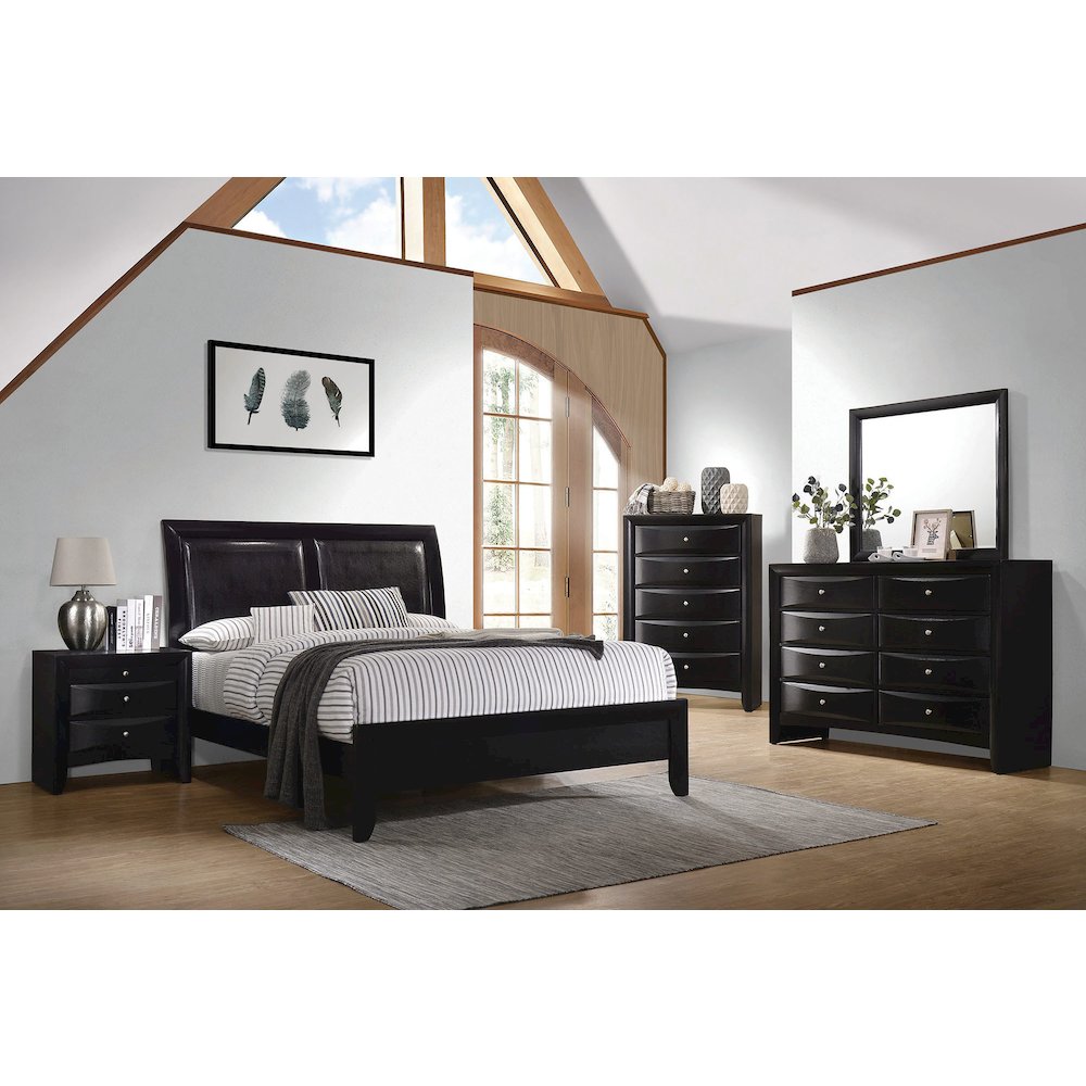 Wood Nightstand with 2 Drawers in Black. Picture 5