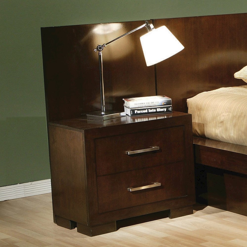 Wood Nightstand with 2 Drawers in Cappuccino. Picture 2