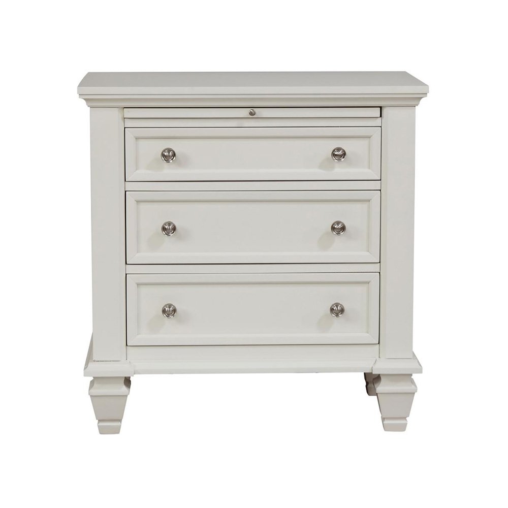 Wood Nightstand 3 Drawers in White Finish. Picture 1