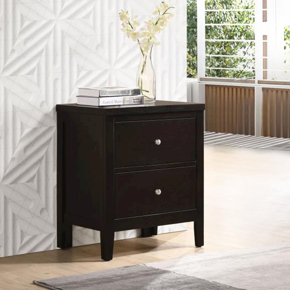 Wood Nightstand with 2 Drawers in Cappuccino. Picture 2