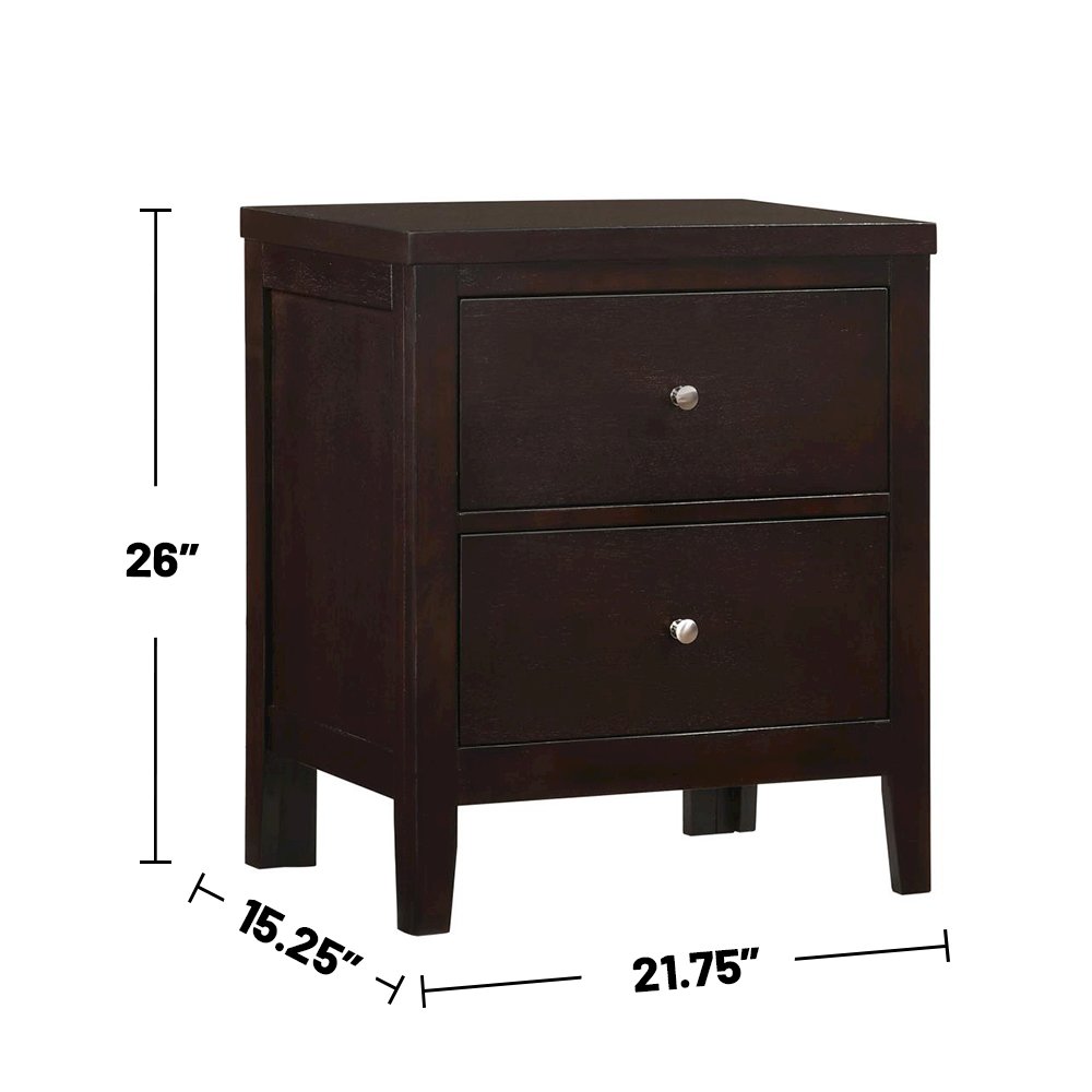 Wood Nightstand with 2 Drawers in Cappuccino. Picture 3