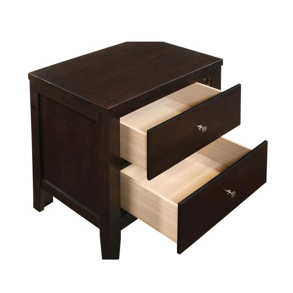 Wood Nightstand with 2 Drawers in Cappuccino. Picture 4