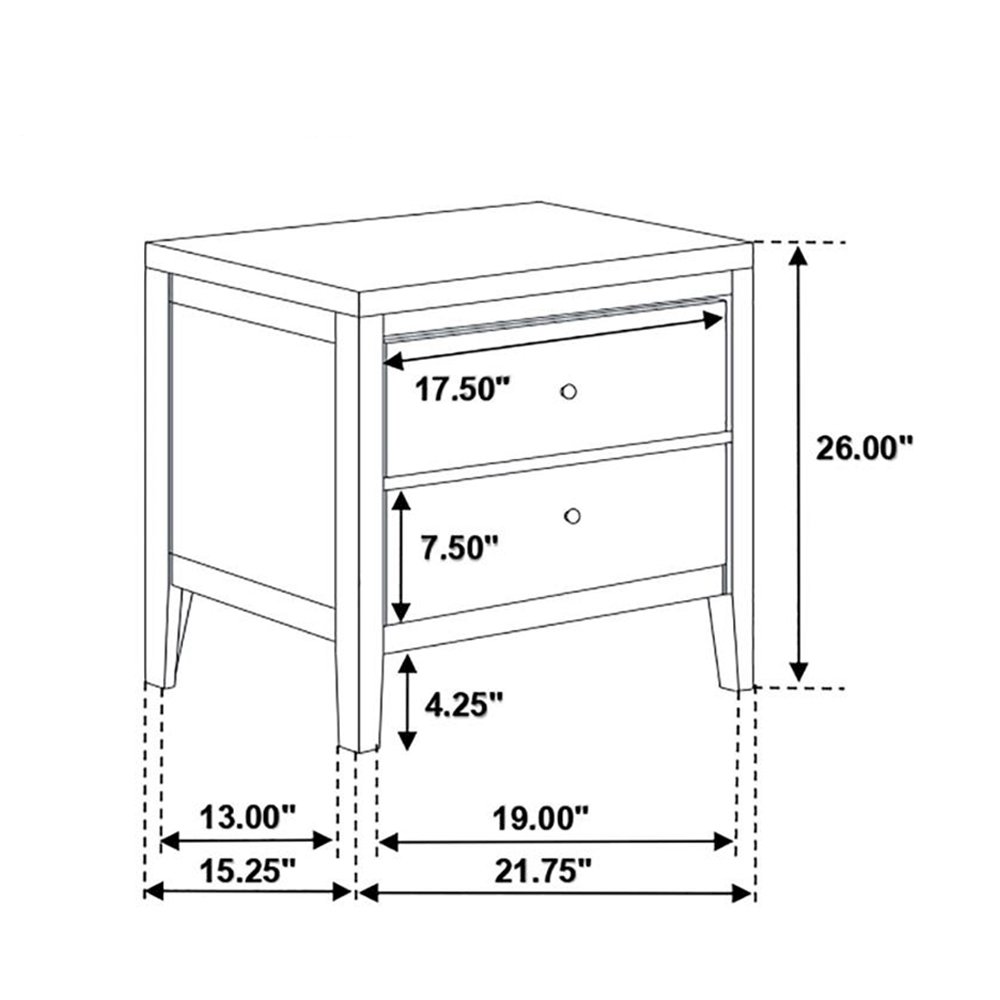 Wood Nightstand with 2 Drawers in Cappuccino. Picture 5