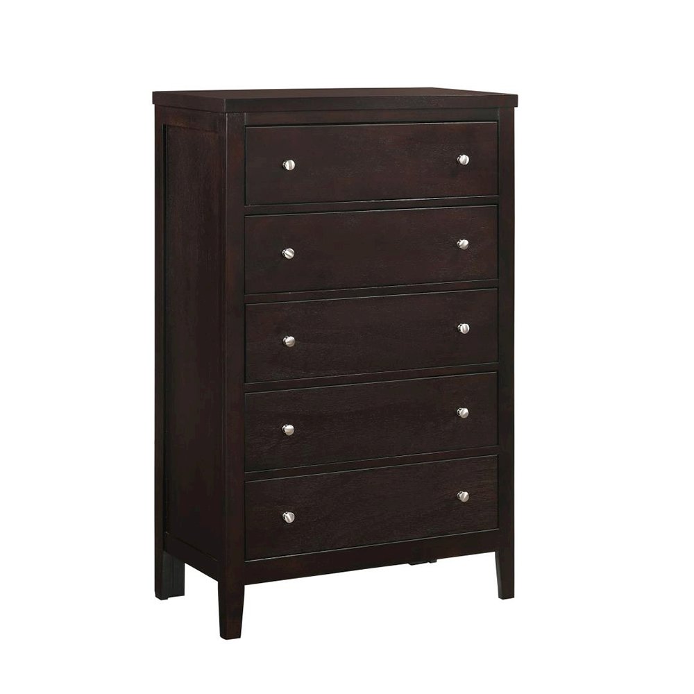 Wood Chest with 5 Drawers in Cappuccino. Picture 1