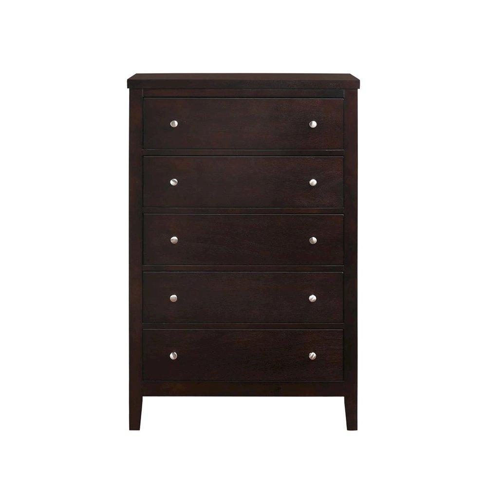 Wood Chest with 5 Drawers in Cappuccino. Picture 4