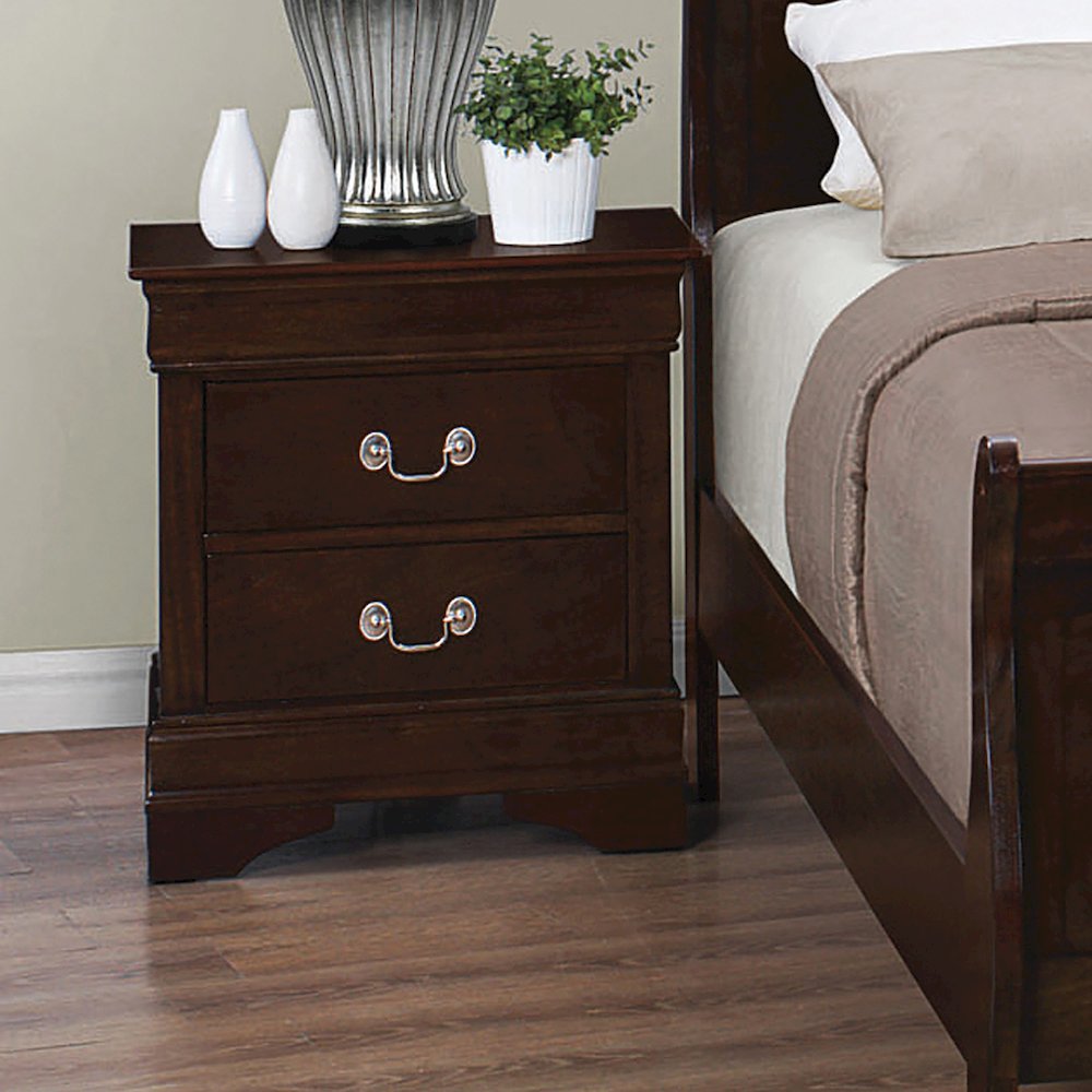 Wood Nightstand with 2 Drawers in Cappuccino. Picture 2