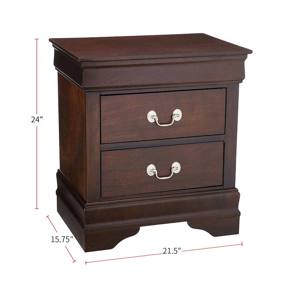 Wood Nightstand with 2 Drawers in Cappuccino. Picture 3
