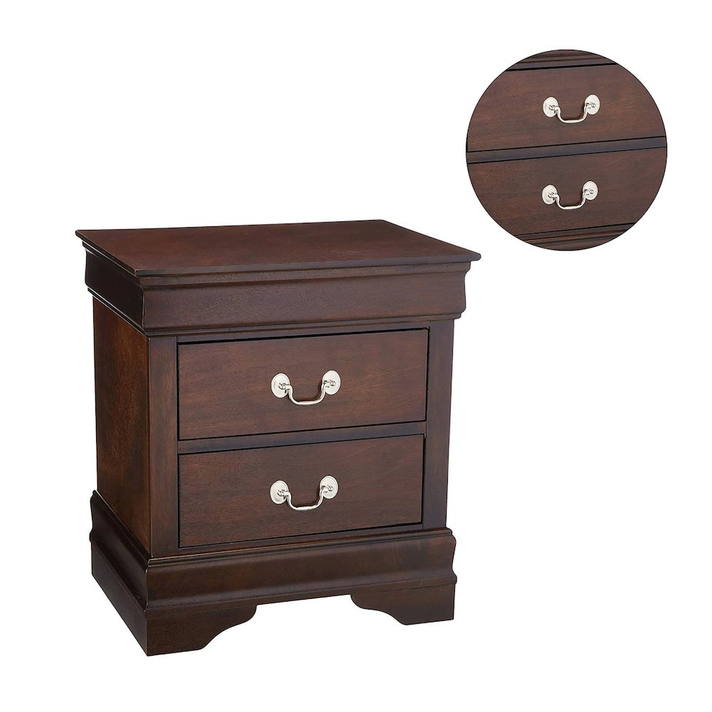 Wood Nightstand with 2 Drawers in Cappuccino. Picture 4