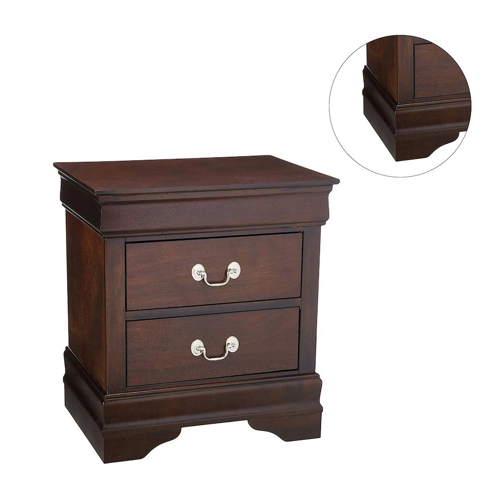 Wood Nightstand with 2 Drawers in Cappuccino. Picture 5