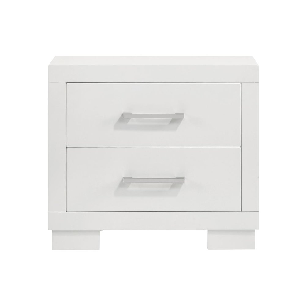 Wood Nightstand with 2 Drawers in White. Picture 1